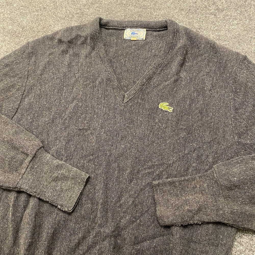 Vintage 90s Izod Lacoste Blue Alligator V Neck Pullover Jumper Sweater Mens L